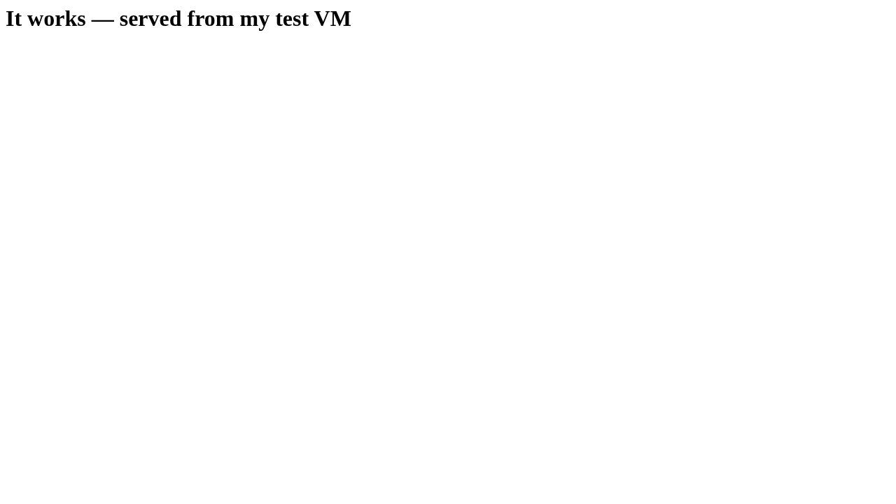 The test page from my machine, loaded from the public internet through the tunnel